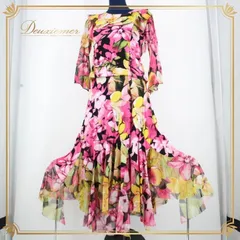 社交ダンス 衣装 スタンダード ツーピース 上下セット セットアップ パーティ衣装 女性用 レディース オールシーズン 黄色 黒 緑 ピンク系 ブラック系 イエロー系 グリーン系 花柄 ピンク ブラック イエロー グリーン フラワープリント カジュアル