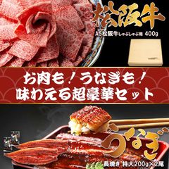 松阪牛 A5等級 しゃぶしゃぶ用 400g ＆ 国産 うなぎ 200g×2尾 福袋 2024【超豪華セット】 セット 贈り物 ギフト お歳暮 お祝い 贈答品 国産 冷凍