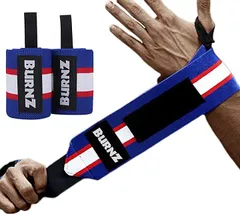 BurnZ リストラップ 左右セット 筋トレ ウエイトトレーニング リストバンド 手首固定 60cm( ブルー)