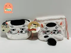 おじさまと猫　ふくまる　スクエアポーチ　巾着　【2個セット】