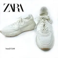 ZARA スニーカー 厚底 レースアップ 39 ホワイト 大きいサイズ レディース ホワイト ザラ hws01544