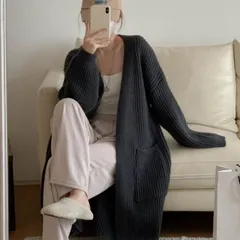 トップス カーディガン コート ロング ロング丈 袖あり 長袖 Vネック 襟なし ポケット ニット 厚手 かわいい 大人可愛い きれいめ シンプル カジュアル 大人 おしゃれ お洒落 かっこいい レトロ アジアン エスニック 大人女子 こなれ感 ラフ 無地 秋