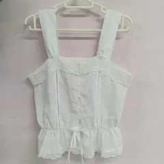 [RETRO GIRL]レトロガール ビスチェ レディース フリル レース 古着 サイズM ホワイト（い-208，ツ）