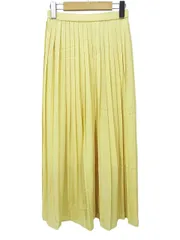 ユニクロ UNIQLO ロング丈 シフォン プリーツスカート S 黄系 イエロー 無地 裏地 タグ付