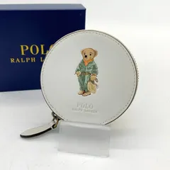 POLO RalphLauren ポロベア コインケース 美品 小銭入れ ミニウォレット 財布 小物入れ メンズ ホワイト ポロ ラルフローレン DF14948■