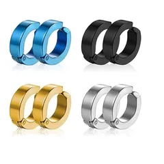【迅速発送】4組(8個)イヤリング メンズ イヤーカフ メンズ フェイクピアス メンズ フェイクピアス メンズ イヤーカフ ずつ ノンホールピアス イヤリング 男女兼用 フリーサイズ 挟むだけ 穴くない シンプル （シルバー、ゴールド、ブラック、ブルーの）