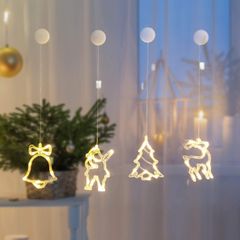 【大特価】Salcar 吸盤式イルミネーションライト 電池式LEDライト 壁掛けクリスマスオーナメント サンタクロースモチーフ サンタクロース×1 ツリー×1 ベル×1 トナカイ×1