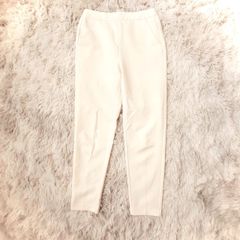 ジーユー GU【S】ストレッチパンツ テーパードパンツ ベージュ/アイボリー ハイウエスト バックゴム 春夏 ポリエステル