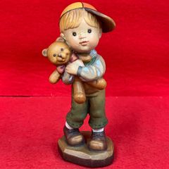 アンリ人形　木彫り　サラケイ　Bearly Ready 12cm　Anri　イタリア　置物　　J1
