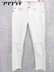 ◇ Ungrid アングリッド ダメージ加工 カットオフ ジーンズ デニム パンツ サイズ24 ホワイト レディース 【中古】 【1002802365072】