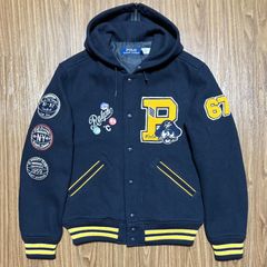 Ralph Lauren ウールブレンドレターマンジャケット スタジャン M ネイビー