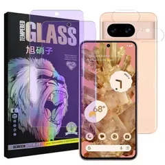 【在庫セール】対応 Google Pixel 8A フイルム ブルーライトカット【2+2枚セッ-国産AGC旭硝子素材 】 pixel8a ガラスフイルム（２枚入り）+ レンズフィルム （２枚入り） ピクセル8a 液晶 保護フィルム pixel 8a 強化ガラス