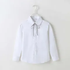 ☆ Dタイプ ☆ 150cm ☆ 子供シャツ 入学式 入園式 リボン付 shirt1829 女の子 ブラウス キッズ 長袖 リボン付 襟付き シャツ 白 トップス フォーマル ジュニア スーツ インナー 子供服 子ども服 女の子 ガールズ 入学式 卒業式