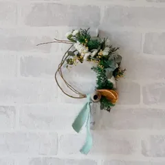 【宅配送料込￼】＊ミモザとスターチスのハーフリース＊