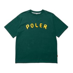 POLER（ポーラー） PRM WASH POLER CHENILLE EMB TEE SHORT SLEEVE TEE Tシャツ グリーン ホワイト
