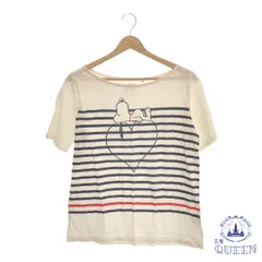 【訳アリ】 UNIQLO ユニクロ トップス Tシャツ おしゃれ 半袖 レディース ホワイト ボーダー スヌーピー L 901-1087 送料無料 古着