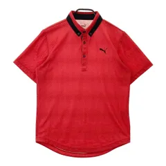 サイズ：M PUMA GOLF プーマゴルフ  半袖ポロシャツ ボタンダウン グラデーション 総柄 レッド系 [240101247290]# ゴルフウェア メンズ ストスト