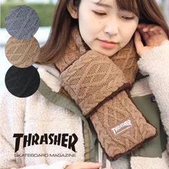 アウトドアブランド ネックウォーマー マフラー メンズ おしゃれ ブランド レディース 冬 秋冬 THRASHER スラッシャー BOX LOGO ボア マフラー 21TH-K58 防寒 スノボ バイク ゴルフ