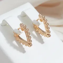 【14KGP】V字 粒々 ローズゴールド ピアス