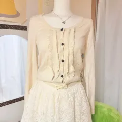 日本ブランド アイボリー レース カーディガン ラテギャル