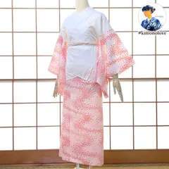 S〜Mサイズ 二部式長襦袢 洗える長襦袢 半無双袖 蝶々 流水 薄桃色 着物【リユース品】A-2541