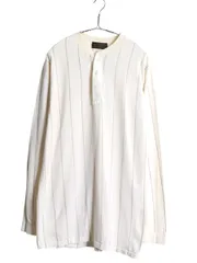 【お得なクーポン配布中!】 80s USA製 エディーバウアー ヘンリーネック ストライプ 長袖 Tシャツ メンズ L 程 古着 ヴィンテージ ロンT カットソー シングルステッチ