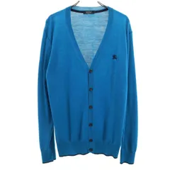 BURBERRY BLACK LABEL バーバリーブラックレーベル 長袖 Vネック ニットカーディガン 3 水色 三陽商会 メンズ 古着