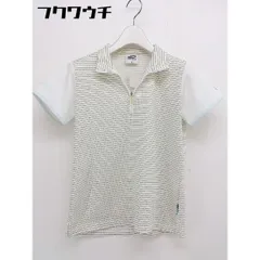 ◇ PARADISO GOLF パラディーゾ ゴルフ 総柄 ハーフジップ 半袖 カットソー サイズM アイボリー系 レディース  【1109080014095】