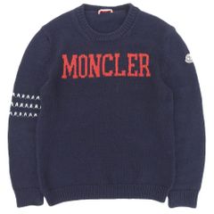 【本物保証】 モンクレール MONCLER ニット ロゴ セーター XL メンズ トップス ウール ネイビー 毛糸