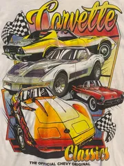 クラッシックカー　コルベット　レーシングカー　ヴィンテージ　tシャツ　NASCAR f1