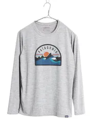 【お得なクーポン配布中!】 パタゴニア キャプリーン プリント 長袖 Tシャツ レディース XS 22年製 PATAGONIA アウトドア ストレッチ カットソー グラフィック グレー