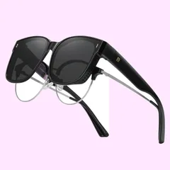 Color:L-size-ブラック・グレー [DUCO] メガネの上から掛けられる オーバーサングラス めがね さんぐらす 偏光レンズ 大きいサイズ UV400 紫外線カット メンズ レディース兼用 大きな顔に向け 8961 (L-size-ブラック・グレー)