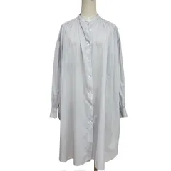 中古 ミズイロインド mizuiroind バンドカラー シャツワンピース クリーニング済み ライトグレー レディース フリーサイズ