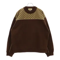 GUCCI (グッチ) コットンジャージー GG柄切替 クルーネックスウェット ブラウン 768479 XJF35のサムネイル