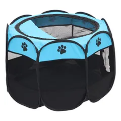 ☆ ブルー ☆ ペットサークル ケージ 折りたたみ アウトドア pet688l ペット サークル ケージ 折りたたみ L ペットケージ ペットサークル ゲージ 八角形 折り畳み 屋根付き メッシュ 傷がつきにくい ペット用 犬 猫 いぬ ねこ イヌ ネコ 屋外のサムネイル