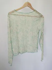 ◇ ⊂ Kastane カスタネ 花柄 シアー 長袖 カットソー サイズF グリーン レディース E  【1410230007028】