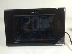 シチズン CITIZEN シチズン 置き時計 電波時計 温度計 湿度計付き  置き時計 デジタル ブラック 黒 中古  8RZ119 型番  F4