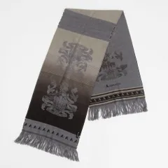 アクアスキュータム Aquascutum エンブレムロゴ グラデーション マフラー グレー ブラウン メンズ レディース