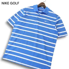 NIKE GOLF ナイキ ゴルフ 春夏 ロゴ刺繍★ DRI-FIT 吸汗速乾 半袖 ボーダー ポロシャツ Sz.L メンズ 青 × 白