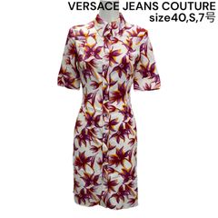 極美品☆【ヴェルサーチ】花柄 シルク 半袖 カシュクール ラップ