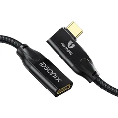 【即日発送】USB3.2 Gen2X2 iDsonix 20Gbps高速データ転送 4K@60Hz映像出力 PD急速充電対応 USB3.2 100W Gen2x2 メス→オス変換 0.5m) タイプc延長コード E-markerチップ内蔵 延長ケーブル((L字