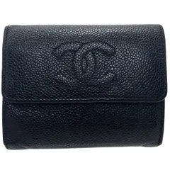 シャネル 財布 ココマーク 三つ折り財布 キャビアスキン レザー 革 ブラック 黒 A13226 CHANEL CC コンパクト財布 ミニ財布 ミニウォレット ウォレット サイフ レディース 女性 【中古】