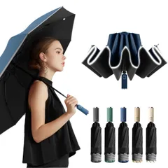 ネイビー Prv 2024年モデル【 カバンもすっぽり入る 折りたたみ傘 逆折 】 晴雨兼用 大きい 超撥水加工 自動開閉 ワンタッチ 風に強い グラスファイバー 10本骨 日傘 uvカット UPF50+ 遮光 遮熱 体感温度-18.9℃ 折り畳み傘 レディー