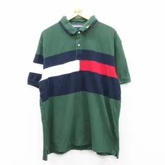 XL/古着 トミーヒルフィガー 半袖 ブランド ポロ シャツ メンズ 90s 鹿の子 大きいサイズ コットン 緑他 グリーン 25jun05 中古 トップス