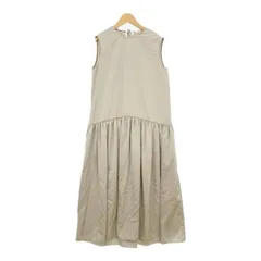 ヨリ ノースリーブ ギャザー ワンピース スカート ロング丈 サテン バックリボン レディース サイズ36 ベージュ yori トップス DL15742■