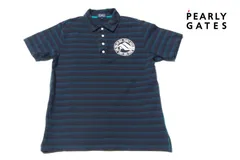 【中古】パーリーゲイツ｜pearly gates｜メンズボーダー柄コットン半袖ポロシャツ｜4