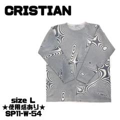 【使用感あり】CRISTIAN INT 総柄ニットセーター L グレーグリーン 送料無料 古着