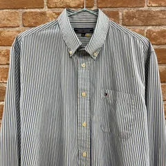 TOMMY HILFIGER トミーヒルフィガー ボタンダウン ストライプ柄 ワンポイントロゴ ポケット付き 長袖シャツ No.199