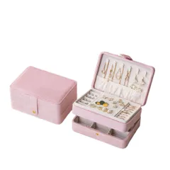 ☆ Bタイプ×ピンク ☆ ジュエリーボックス 2段式携帯用 pmykc04  アクセサリー 収納 ジュエリーケース  2段式 小物入れ ボックス 宝石箱 軽量 収納ケース 持ち運び 携帯 大容量 かわいい BOX リング ネックレス おしゃれ 旅行