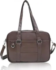 SCHOOL HERO スクバ スクールバッグ ミニ ミニサイズ コンパクト《通学に最適。おしゃれなPUレザーバッグ》 合皮 黒 茶 ショルダー ボストンバッグ 女子 高校生 学生 JK 制服 鞄 SCLB-C( ダークブラウン)